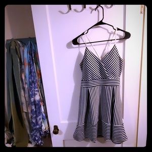 Blue and white stripped dress